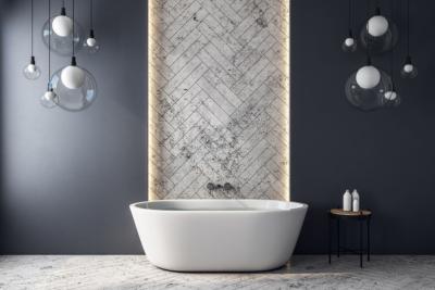 lampes LED modernes dans une salle de bain épurée et design