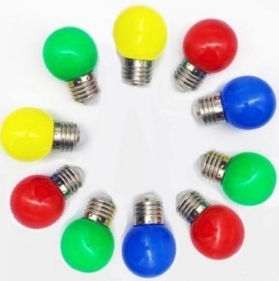 ampoules LED originales de couleur : vert, bleu, rouge et jaune