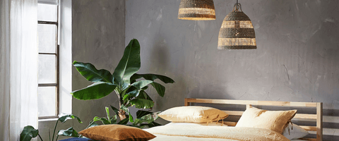 Chambre avec deux suspensions luminaires design