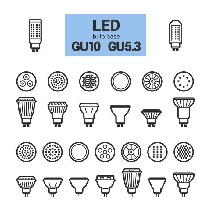 illustrations de plusieurs modèles d'ampoules à culot GU5.3