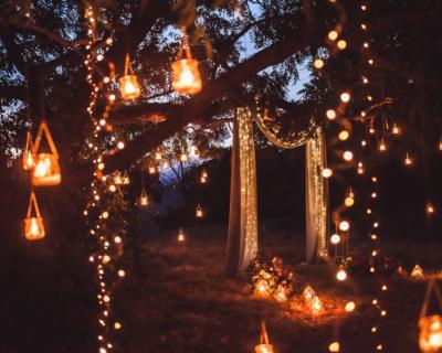 rideau lumineux mariage jardin