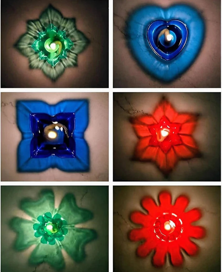 3D Reusable Reflective Shadow Colourful Diya (Pack of 4/12/24) Soppykart