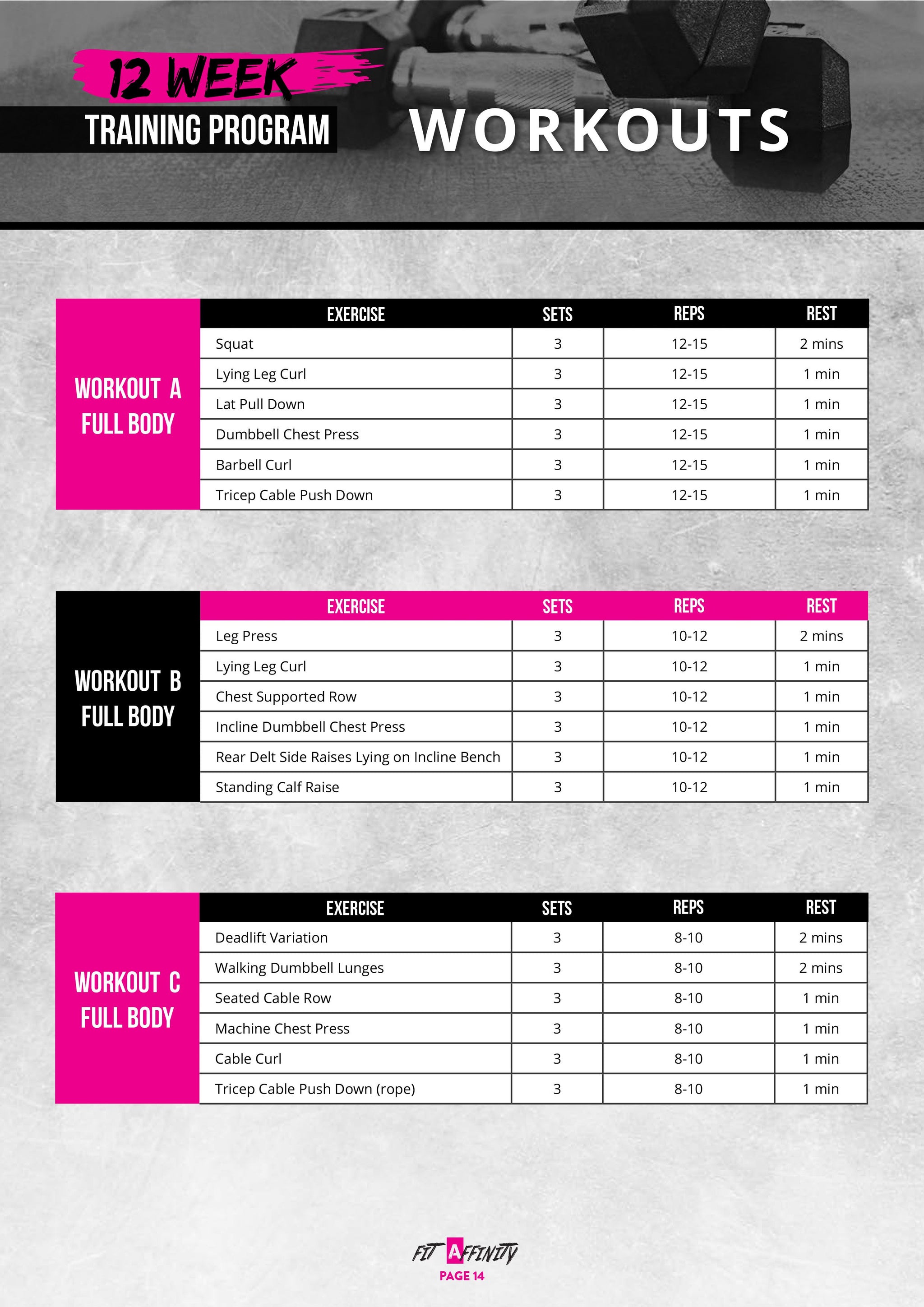 Full Gym Workout Chart