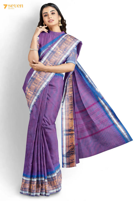 Violet vairaoosi kanchipuram silk with magenta border