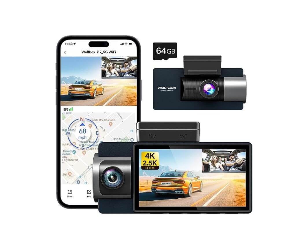 WOLFBOX G900 Car Dashcam 4K Dash Cam Auto Kamera mit GPS WIFI  Nachtsicht+64G