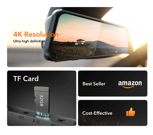 WOLFBOX G840S MIRROR DASH CAM BEST SELLER IN AMAZON TF CARD INCLUDED