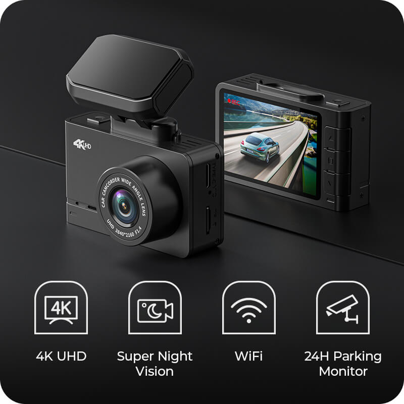 WOLFBOX D07 4K Dash Cam Front and Rear Built-in WiFi GPS, 4K/2.5K + 1080P  Dual Dashcam, Car Camera Dash cam with G-Sensor, Smart Parking Monitor,  Loop