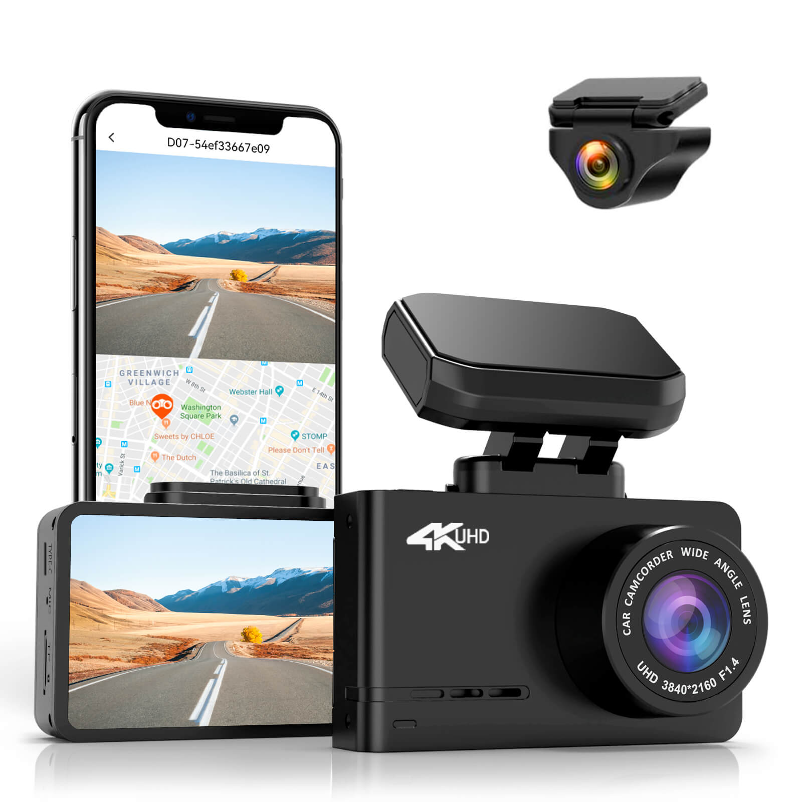 WOLFBOX D07 4k Dash Cam Front And Rear Car Camera-Refurbished