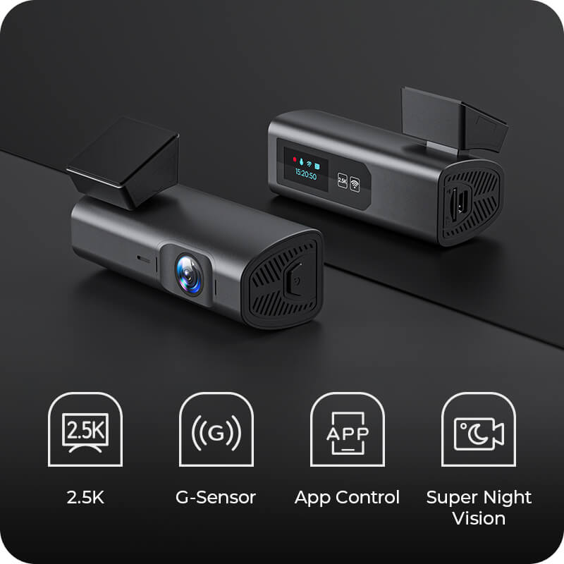 i03 | Built-in WiFi 2.5K Front&Full HD 1600P Recorder Dashboard APP Control