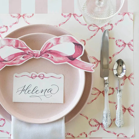 Pink Bow Lattice Placemat Hester & Cook