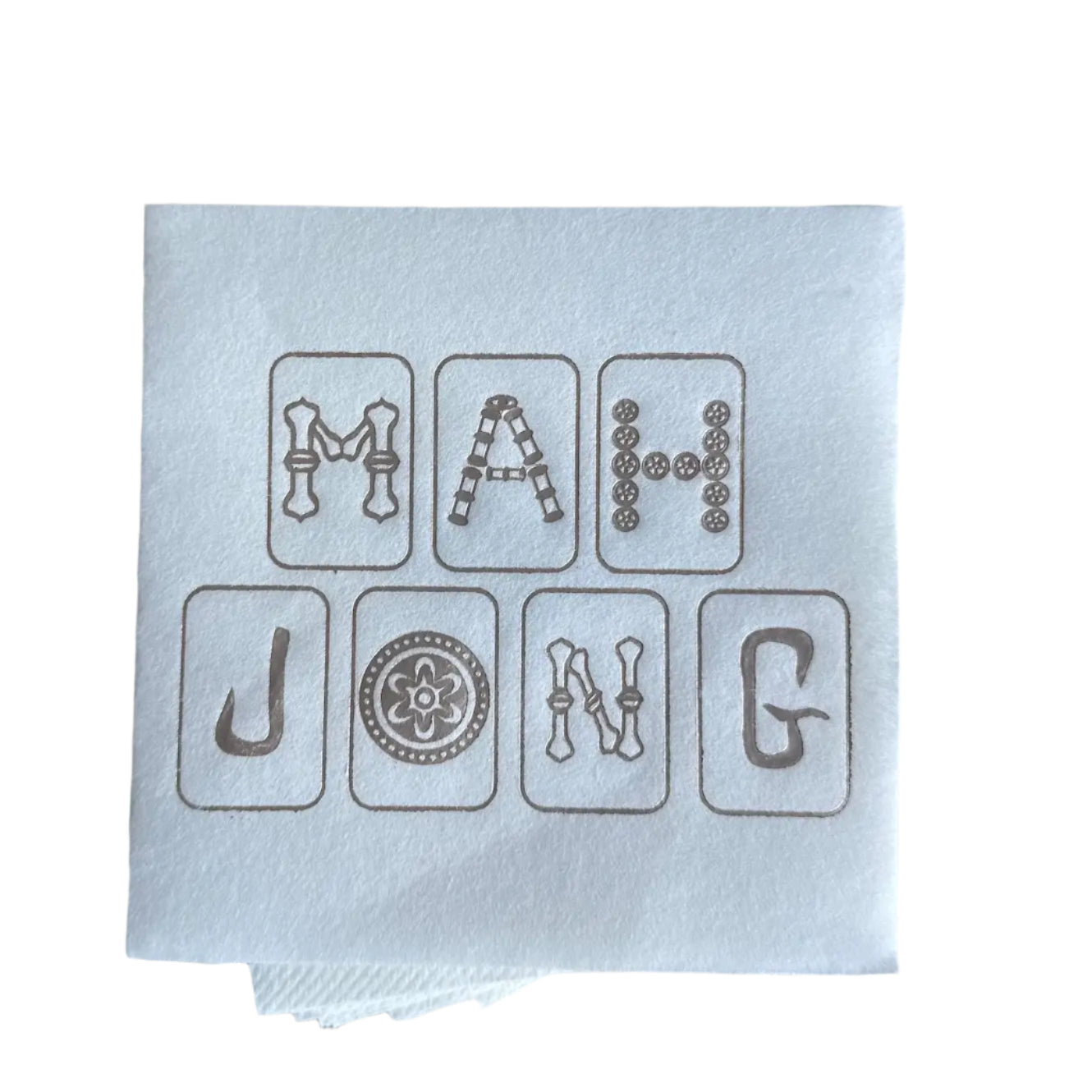 Mahjong Cloth-Like Cocktail Napkins Lined Design