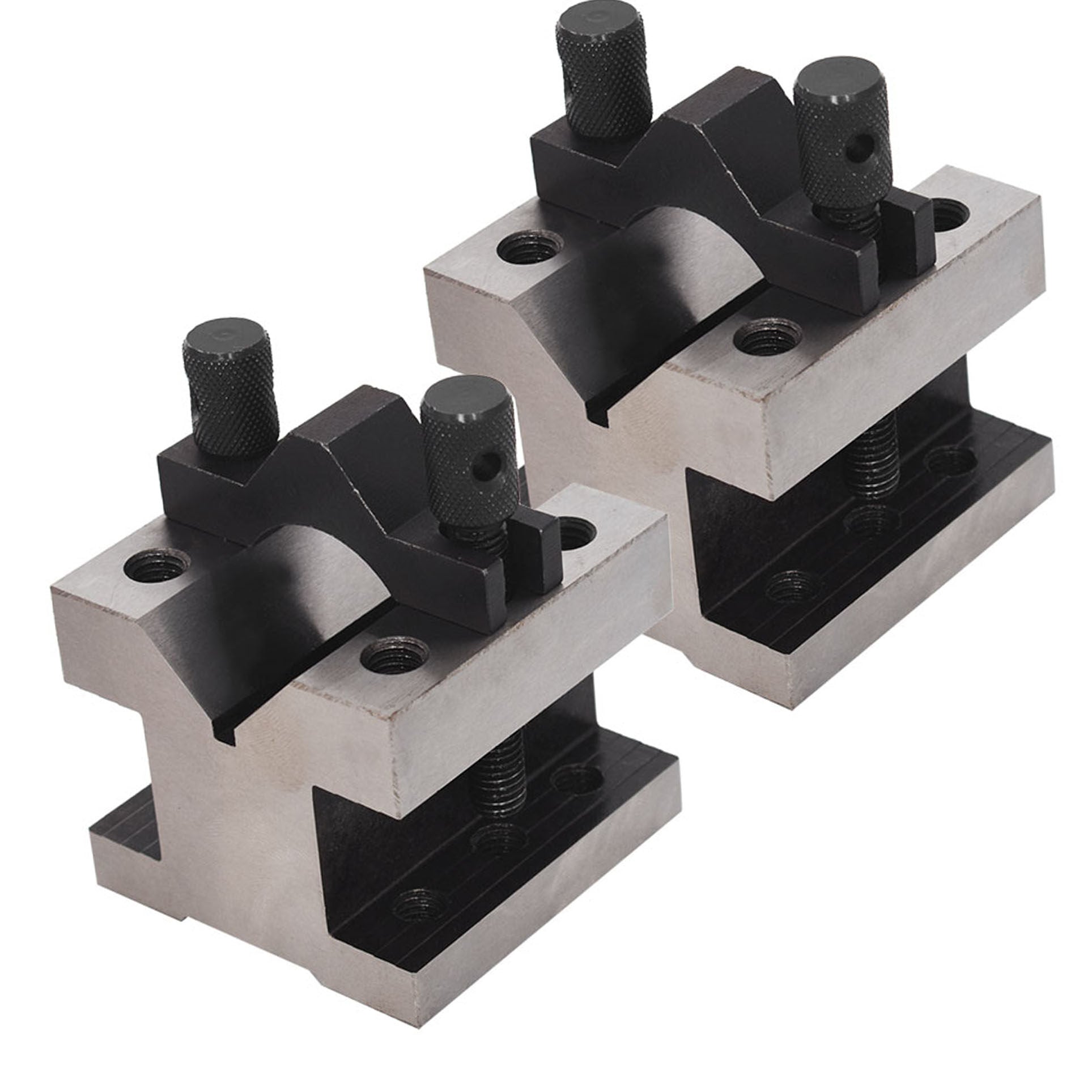 findmall V Block with Clamp Set Hardened Steel 90 Degree Angle Accuracy V Block Set 2-3/8 x 2-3/8 x 2 Multi-use Gauge Gage Machinist Tool with Wooden Case