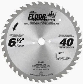 65042 Carbide Tipped Floor King Designed for 800 & 810 Jamb/Undercut Saws, Comparable to Crain 804, 6-1/2 Inch Dia x 40T ATB, 5/8 Bevel Bore - Defaria Flooring 