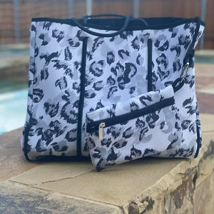 White Leopard Neoprene Tote Bag - Pretty Little Piece