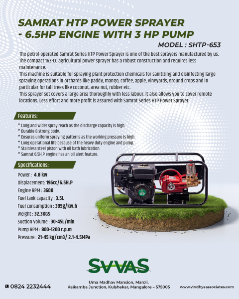 SAMRAT HTP POWER SPRAYER (6.5HP ENGINE WITH 3 HP PUMP) (SHTPE-653) product  Image