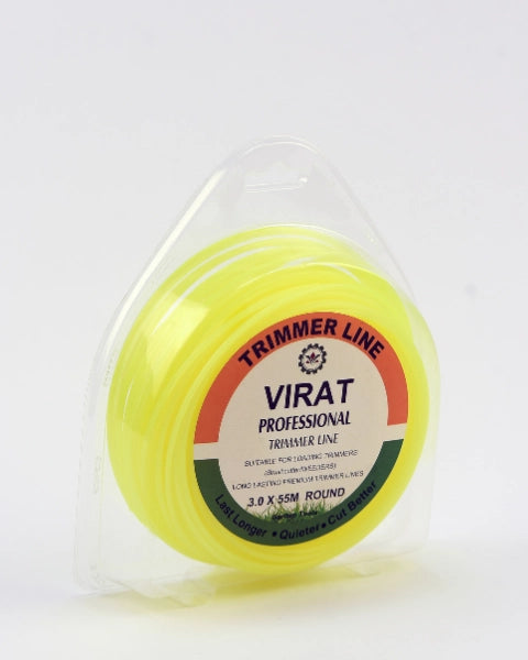 VIRAT PROFESSIONAL TRIMMER LINE FOR BRUSH CUTTER 3.0MMX55METERS YELLOW(ROUND PROFILE (TLYR355) product  Image