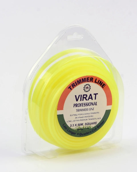VIRAT PROFESSIONAL TRIMMER LINE FOR BRUSH CUTTER 3.3MMX50METERS YELLOW (SQUARE PROFILE) (TLYS3350) product  Image