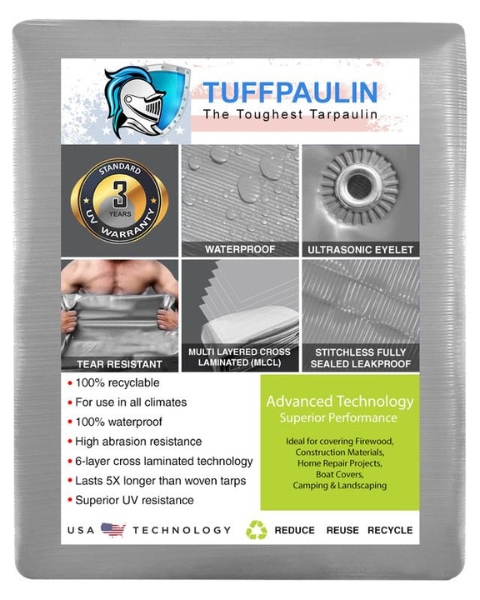 TUFFPAULIN 40FT X 40FT 250 GSM SILVER HAY COVERS HEAVY DUTY TARPAULIN-TIRPAL product  Image