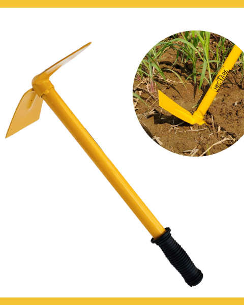 HECTARE TRADITIONAL GARDEN HAND HOE 2 IN 1 GARDENING TOOL-YELLOW. product  Image