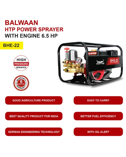 BALWAAN BHE-22 HTP WITH ENGINE 6.5HP SPRAYER PUMP product  Image
