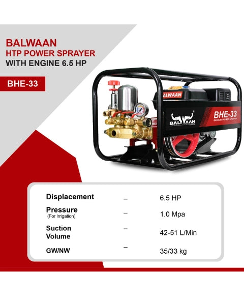 BALWAAN BHE-33 HTP WITH ENGINE 6.5HP SPRAYER PUMP product  Image