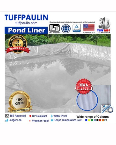 TUFFPAULIN 50FT X 50FT 200 GSM TRANSPARENT POND LINER TARPAULIN-TIRPAL product  Image
