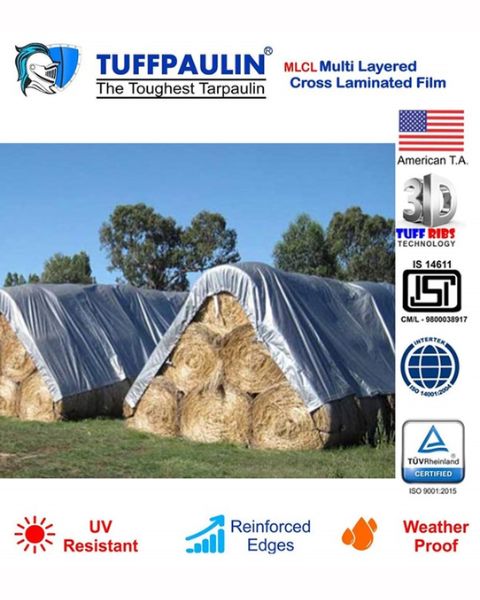 TUFFPAULIN HAY COVERS TARPAULIN- TIRPAL 200GSM (40FTX40FT, SILVER) product  Image