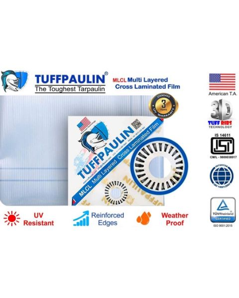 TUFFPAULIN 40FT X 40FT 150 GSM TRANSPARENT HAY COVERS HEAVY DUTY TARPAULIN- TIRPAL product  Image