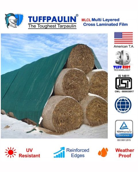 TUFFPAULIN 40FT X 40FT 150 GSM GREEN HAY COVERS HEAVY DUTY TARPAULIN- TIRPAL product  Image