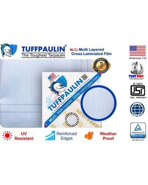 TUFFPAULIN 40FT X 30FT 150 GSM TRANSPARENT HAY COVERS HEAVY DUTY TARPAULIN-TIRPAL product  Image