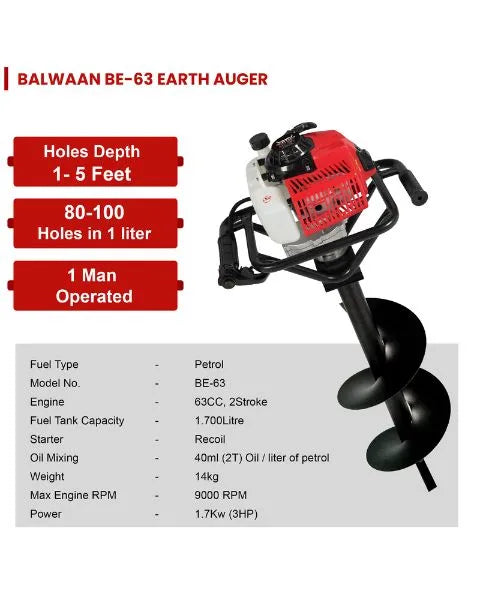 BALWAAN BE-63 EARTH AUGER WITH 8" AND 12" BIT FREE product  Image
