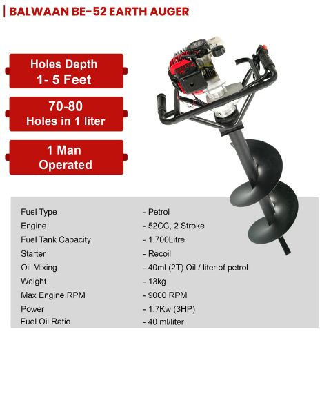 BALWAAN BE-52 EARTH AUGER WITH 8" AND 12" BIT FREE product  Image