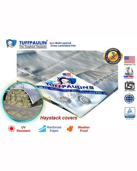 TUFFPAULIN 40FT X 40FT 150 GSM SILVER HAY COVERS HEAVY DUTY TARPAULIN-TIRPAL product  Image