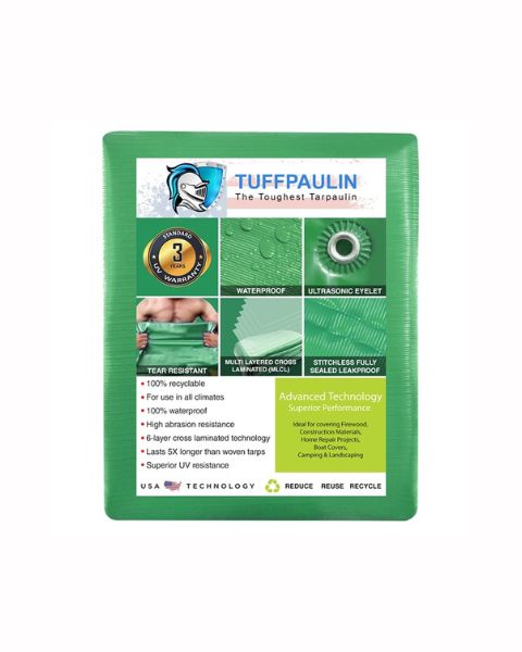 TUFFPAULIN 40FT X 30FT 200 GSM GREEN POND LINER TARPAULIN-TIRPAL product  Image