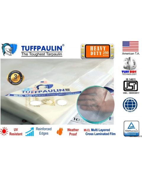 TUFFPAULIN 40FT X 30FT 150 GSM TRANSPARENT HAY COVERS HEAVY DUTY TARPAULIN-TIRPAL product  Image