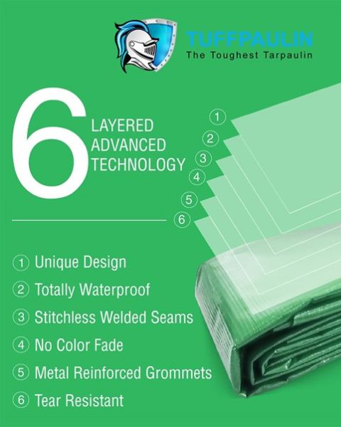 TUFFPAULIN 40FT X 30FT 150 GSM GREEN HAY COVERS HEAVY DUTY TARPAULIN-TIRPAL product  Image