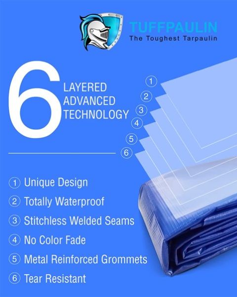 TUFFPAULIN 40FT X 40FT 200 GSM BLUE HAYCOVER SUPER HEAVY DUTY TARPAULIN- TIRPAL product  Image