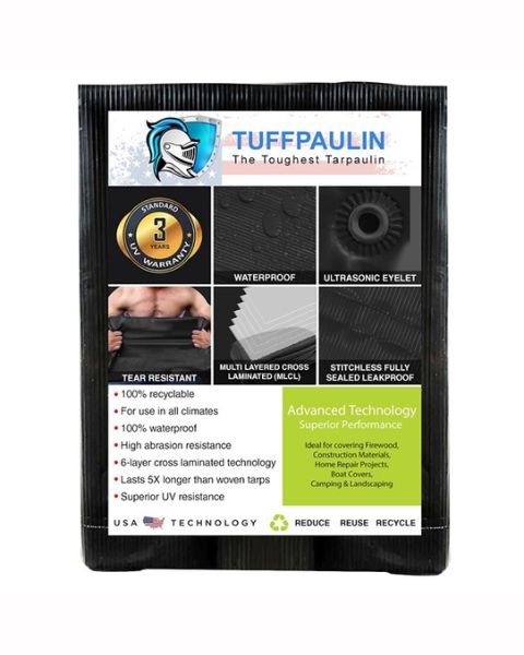 TUFFPAULIN 50FT X 50FT 150 GSM BLACK POND LINER TARPAULIN -TIRPAL product  Image