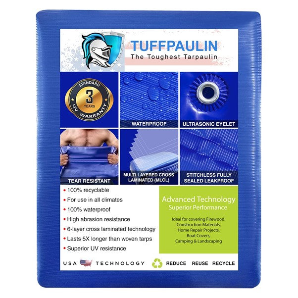 TUFFPAULIN 40FT X 60FT 200 GSM BLUE POND LINER TARPAULIN-TIRPAL product  Image