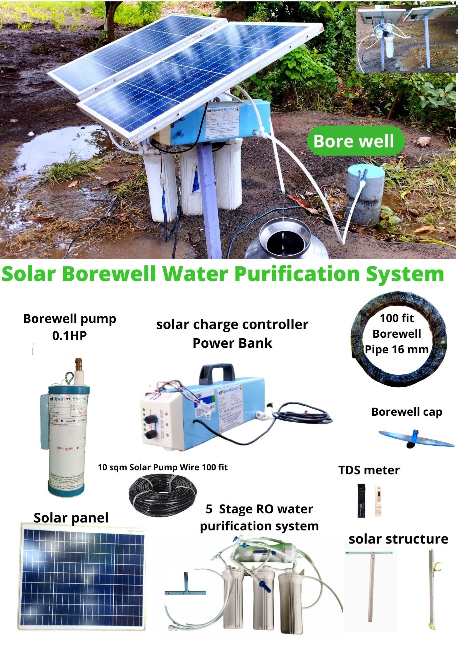 UJWAL ELECTRICS SMART WATER PURIFICATION TECHNOLOGY FOR PURIFYING BOREWELL WATER USING SOLAR product  Image 1