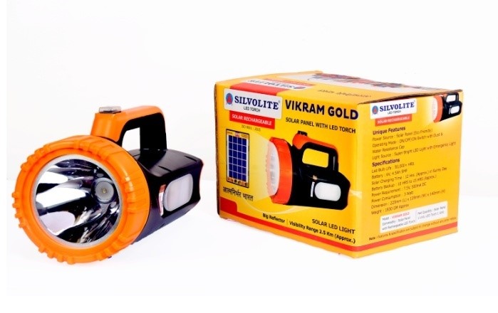 vikram gold solar led rechargeable torch