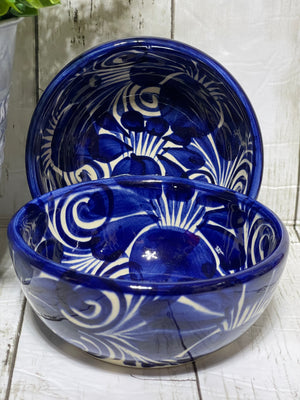 Talavera pottery/2pc set bowl/Guanajuato ceramic/ bowl consoméro/blue ceramic/pozolero - Jumpinghigh