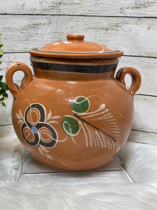 Old Mexican Red Pottery Bean Pot