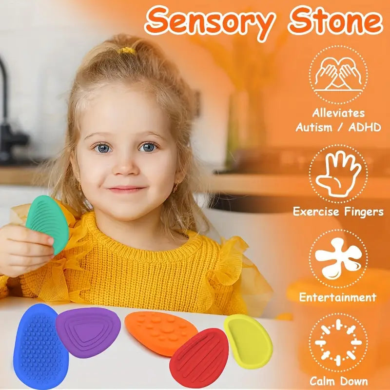 childrens sensory stone set   per box stress relieving and relaxing tactile stones washable and durable multiple colors   Product details 1