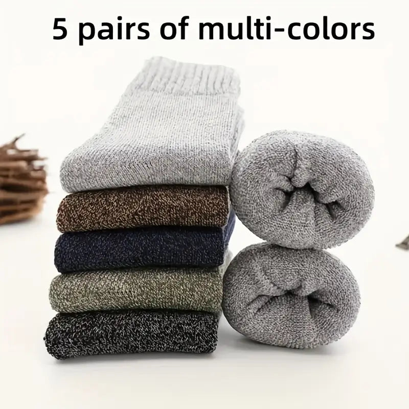 mens thick warm socks 5 pairs daily solid color knee high winter men s socks thermal insulated cold weather boot socks   material hand wash   shoes and fashion Product details 4