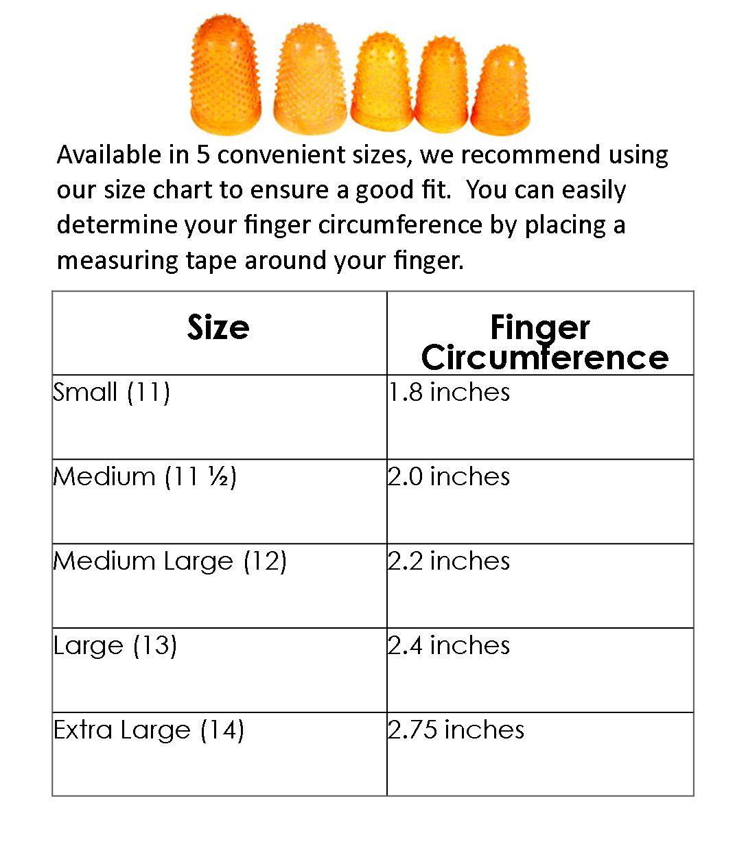 Swingline Rubber Finger Tips Size Chart