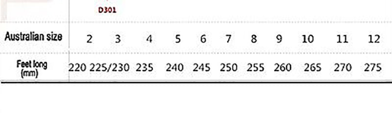 Size Chart - D301