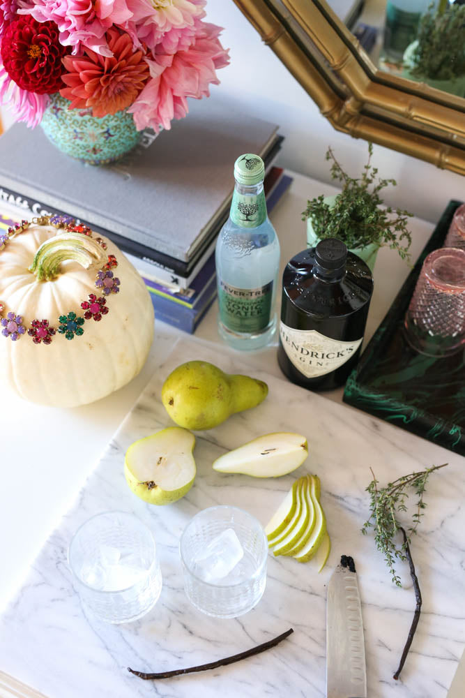 spiced pear gin and tonic, Hendrick's gin, fall cocktails 