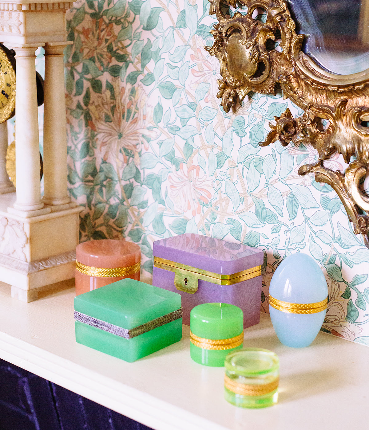 french opaline glass box collection - Loren Hope, Newport Rhode Island