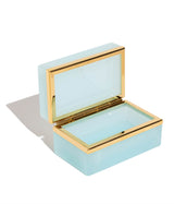 Medium Rectangle Aqua Opaline Glass Box